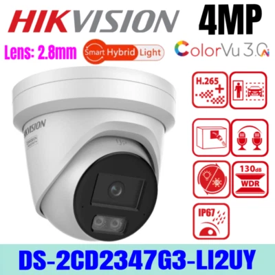 Hikvision DS-2CD2347G3-LI2UY 4MP Smart Hybrid Light ColorVu 3.0 IP POE Camera UK - Image 1 of 4
