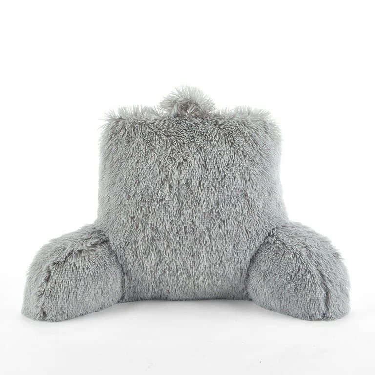 Plush Backrest Pillow Bed Chair Long Hair Faux Fur Backrest PillowGrey - Image 1 of 4