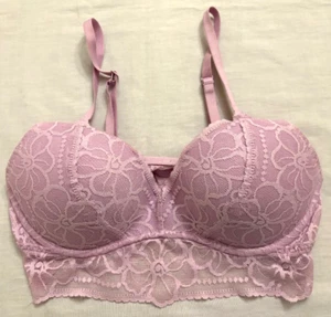 Bralette Pink By Victorias Secret Talla Pequeña Lila Encaje Push-Up Acolchado Con Cable - Imagen 1 de 7