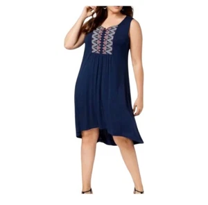 plus 1X Camiseta Azul Tanque Estilo & Co Azul Marino Informal Bordada Elastizada - Imagen 1 de 9