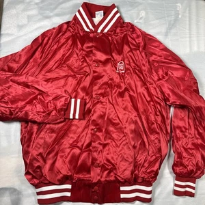 Men’s Large Vintage Red Satin Jacket Button Up St. Louis - Picture 1 of 6