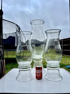 Pottery Barn Bubble Hurricane Clear Glass Candle Holders XL SET OF 3 *RETIRED* - Picture 1 of 15