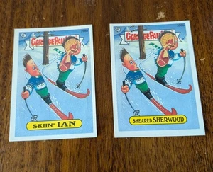 (2)  Topps Garbage Pail Kids 1987  Skiin' Ian 398a + Sheared Sherwood 398b - Picture 1 of 2