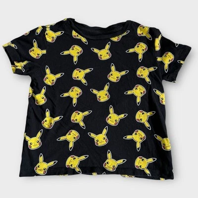 Pikachu POKEMON - AOP Old Navy T-Shirt Youth Boy Small 6-7 Black Yellow Logo - Image 1 of 4