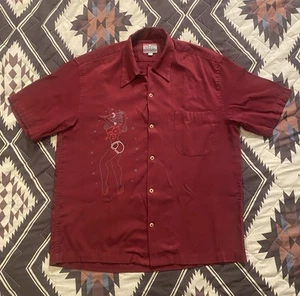 Camicia Vintage Devlin Bottoni Pinup Ragazza Rockabilly Marrone Uomo Taglia Large - Foto 1 di 6