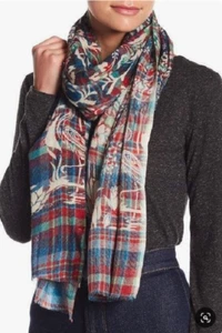 Vismaya Plaid Floral Woven Scarf - Picture 1 of 3