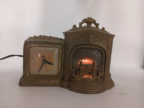 Vintage United Clock Corp. Model 455 Animated Fireplace Electric Clock Cover