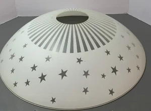 Vintage Round Frosted Glass Stars Stripes Ceiling Light Shade 17.5" - Picture 1 of 9