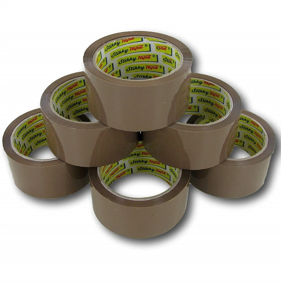 Brown Tape STIKKY Parcel Packing Packaging Cellotape Box Sealing 48MM x66M Rolls