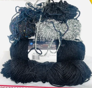 Black Various Shades - Mixed lot of Yarn - Unknown Brands - 12.5 oz Total - Picture 1 of 7