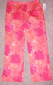 NINE & COMPANY Coral Orange Floral Print Cropped Ankle Pants Size 14 NWT - Picture 1 of 4