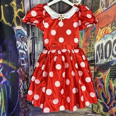 Disney Parks Minnie Mouse Rojo Lunares Disfraz Vestido Niñas Talla 9/10 B8 Foto 1 de 4