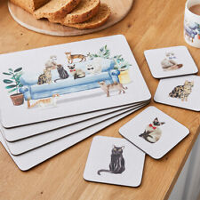 Set of 4 Placemats and 4 Coasters Curious Cats by Cooksmart