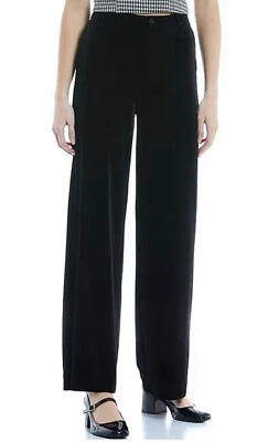 Copper Key Elastic Button Waist High Rise Black Velvet Wide Leg NWT Pants XL - Image 1 of 4