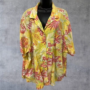 Blusa Camisa Top Tropical Mujer ERIKA Talla 5X Abotonada Floral Manga Corta - Imagen 1 de 5