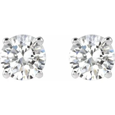 1.40  CTW G Si1  NATURAL Round Cut DIAMOND STUD EARRINGS 14k White Gold EGLUSA - Image 1 of 2