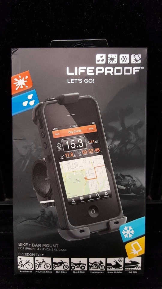 LifeProof новый в коробке велосипед и бар держатель для iPhone 4/4s LIfeproof чехлы - черный A5-9 - Изображение 1 из 4