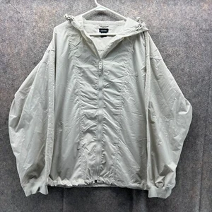 Izod Jacket Men Extra Large Windbreaker Tan Beige Full Zip Nylon Hoodie Vintage - Picture 1 of 12