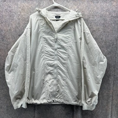 Jaqueta Izod Masculina Extra Grande Quebra-Vento Bege Claro Zíper Completo Nylon Moletom Vintage - Imagem 1 de 4