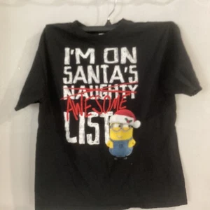 MInion Boys Youth T-shirt ~I am on Santas awesome list ~ Size M - Picture 1 of 5