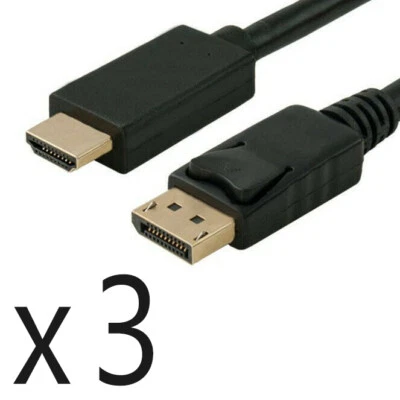 3 Pack 15ft Display Port DisplayPort DP to HDMI Converter Adapter Cable 4K 1080p - Image 1 of 2