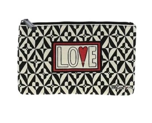 Brighton Love Cotton Canvas Cosmetic Pouch Makeup Bag NWOT Black White Heart - Picture 1 of 3
