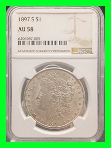 1897-S Morgan Silver Dollar NGC AU58 Key Date Under Graded - Almost Uncirculated - Picture 1 of 5