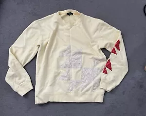 Raf Simons X Calvin Klein 205w39nyc Sweatshirt Embroidered Patchwork Large Cream - Picture 1 of 10