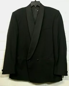 MEN BARRY MANUFACTURING TUXEDO JACKET SIZE 42 BLACK DOUBLE BREASTED Pure wool - Picture 1 of 5
