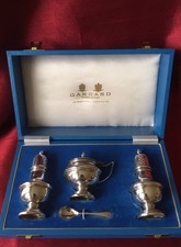 Rare Garrard & Co Solid Sterling Silver Condiment Set In Original Box Hallmarked