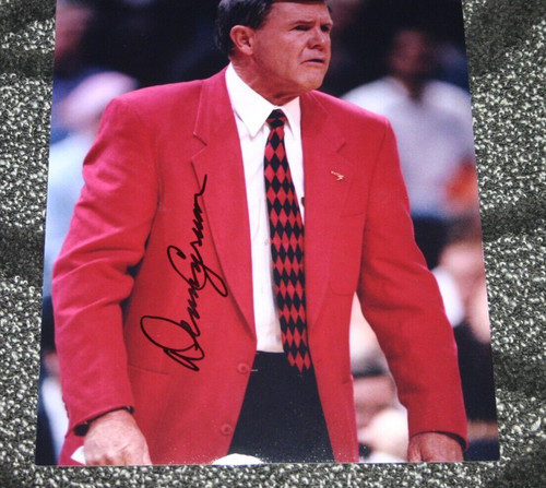 COACH Cappotto rosso firmato Louisville Cardinals allenatore di basket Denny Crum 8 x 10