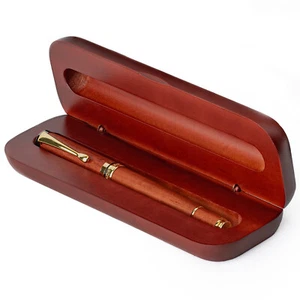 Wordsworth & Black Wooden Rollerball Pen Set Refillable Pen Gift Case Rosewood - Picture 1 of 9