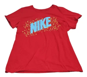 The Nike Tee Girls Youth Size XXL Athletic Cut Red Large Logo Paint Splatter - Picture 1 of 2