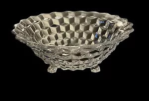 Excelente cubo óptico de colección tazón transparente de 9"" 3 dedos Fostoria americana - Imagen 1 de 6