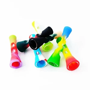 5pcs 3.4'' Mini Smoking Hand Chillum Pipe Glass Bowl Silicone Wrapped Taster Bat - Picture 1 of 7