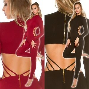 Sexy maßgeschneiderter schmaler Damen-Overall mit Rückenausschnitt Abend Cocktail Party - Bild 1 von 22