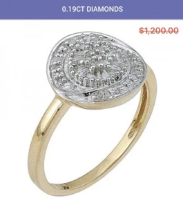 STUNNING WOMENS 14K 2 - TONE GOLD FINISH DIAMOND SIZE 7 DESIGNER RING - Picture 1 of 13