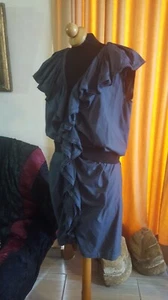 Authentic Designer LANVIN chic frill belted ETHEREAL GRECIAN  DRAPED DRESS sz42 - Picture 1 of 10