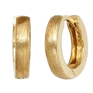 Orecchini Creole 12,3Mm In Argento 925 Placcato Oro Opaco Rotondo - Picture 1 of 1