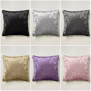 VELVET CUSHIONS SET OF 2 18" LARGE LUXURY CRUSHED + HOLLOWFIBRE PAD FILLED - Picture 1 of 16