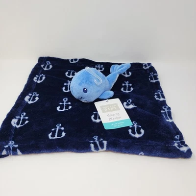 NUEVO CON ETIQUETAS HB Hudson Bebé Ballena Ancla Náutica Felpa Azul Marino Lovey Manta de Seguridad Foto 1 de 4