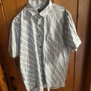 Rare Pink Turban Sky Blue & White Short Sleeve Shirt Men’s XL Button Up Pics! - Picture 1 of 7