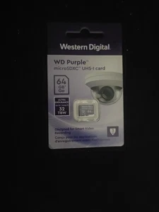 Western Digital microSDXC Card 64GB WD Purple for Surveillance Cameras WDD064G - Picture 1 of 2