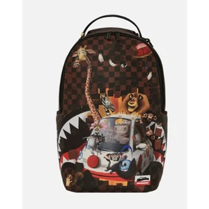 SPRAYGROUND LIMITED EDITION BACKPACK MADAGASCAR ROLLIN THRU DLXSV CHECKER SMASH - Picture 1 of 3