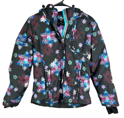 OBERMEYER  Juniors Sz Large 16  Hooded Coat Insulated Ski Jacket Black Purple - Image 1 of 4