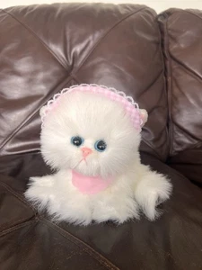 1995 Tyco Kitty Kitty Fancy Kittens gatto persiano bianco peluche con cofano - Foto 1 di 8