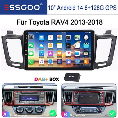 ESSGOO DAB+ Für Toyota RAV4 2013-2018 CarPlay Android 14 6+128GB Autoradio 8Kern GPS 4G
