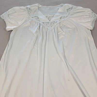 Camisón vintage Shadowline azul nailon encaje manga corta talla pequeña Foto 1 de 4