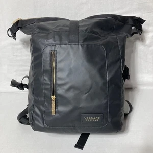 Versace Parfums Schwarz Rucksack Beuteltasche Tasche Gold Griechische Schlüsselträger - Bild 1 von 11