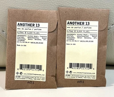 2 x LE LABO ANOTHER 13 Eau De Parfum Muestra Frasco Mini 0.75ml/0.025oz Foto 1 de 2